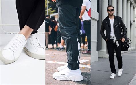 white sneakers with black pants.